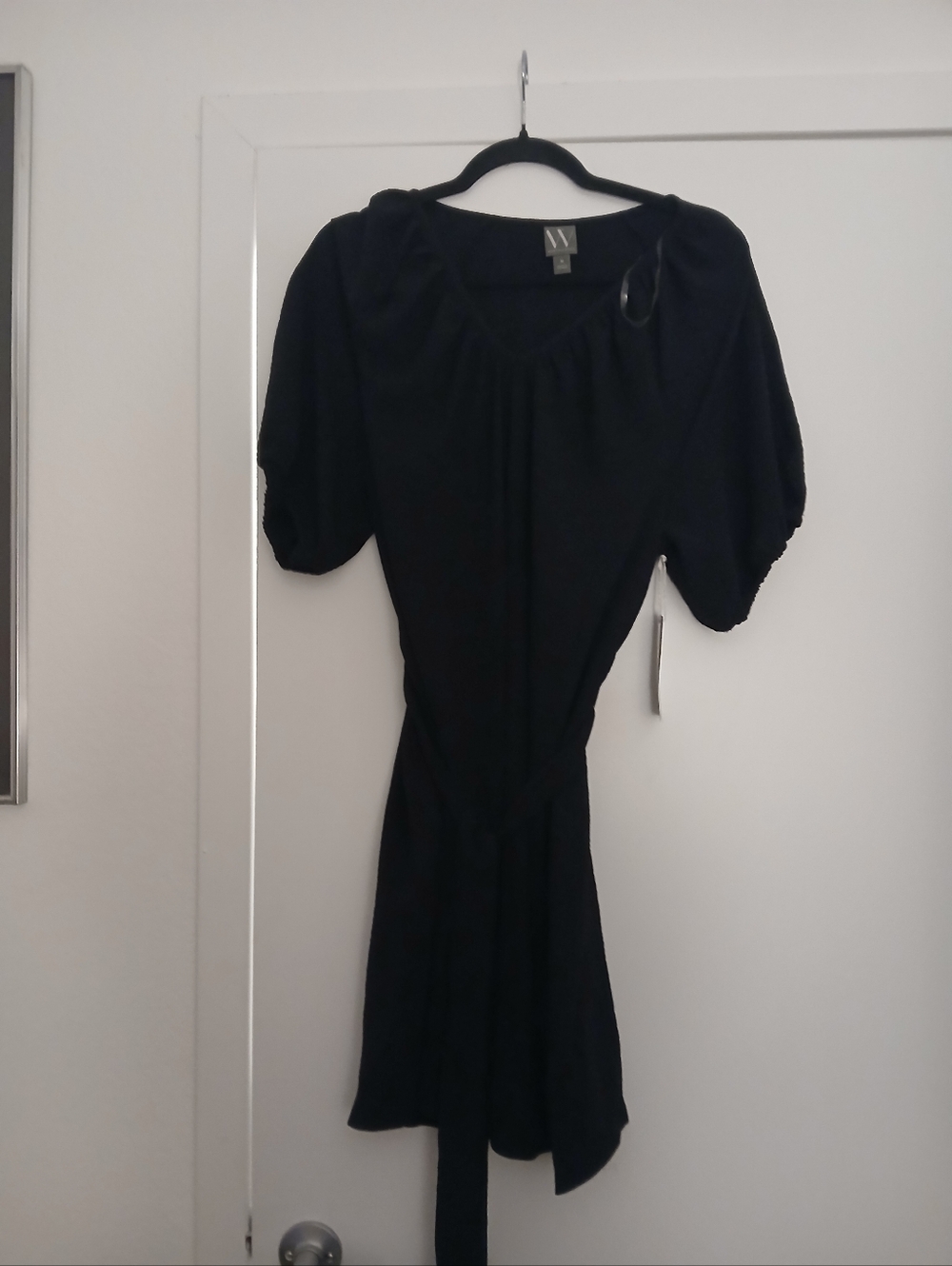 Worthington Black Midi Dress with Puff Sleeves